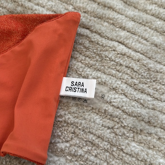 Sara Cristina Hava Bikini with Bandeau Top and Bottom in Shiny Orange Size XS - Picture 11 of 16